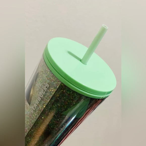 Starbucks Geometric Green Glitter Christmas Tree 24oz Venti NWT 2020 Release - Picture 9 of 14